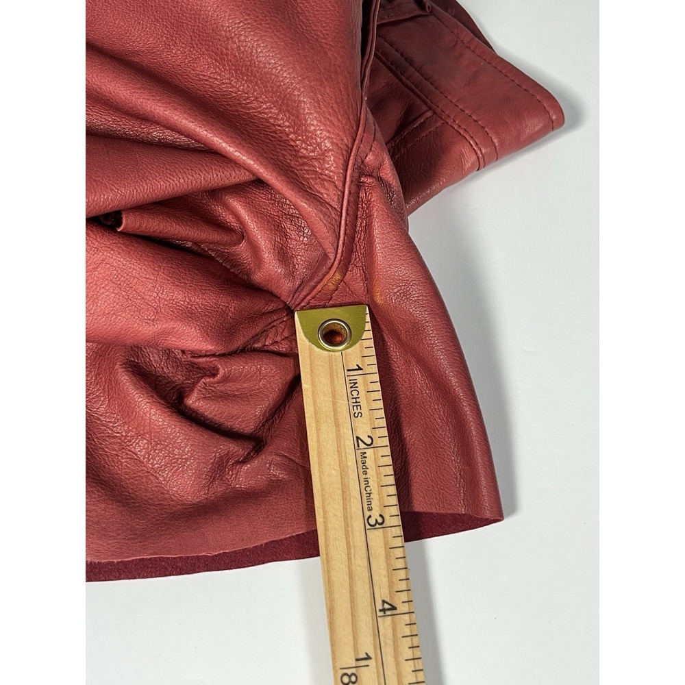 Diesel Red Genuine Sheep Leather High-Rise Shorts Sz 27 - Picture 10 of 12